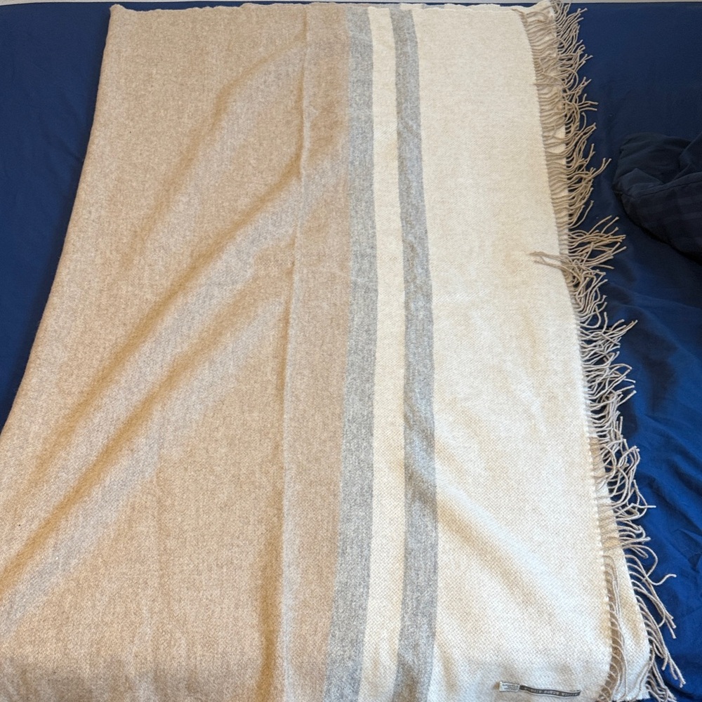 Alicia Adams Alpaca Cream and Gray Throw Blanket
